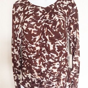 PARKER Willow Ruched Mesh Top. Size M